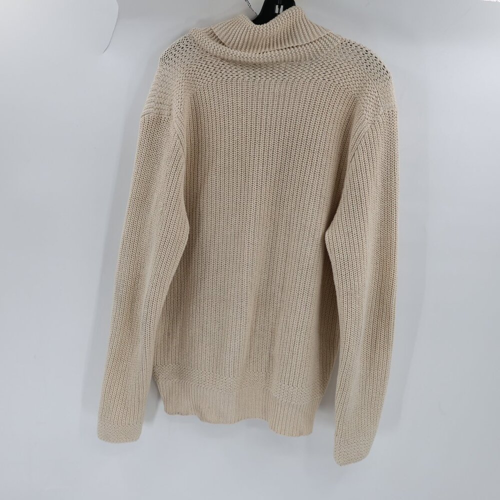 RRL Ralph Lauren sweater mens large Shawl Collar Cotton Knit beige jumper - Picture 7 of 13